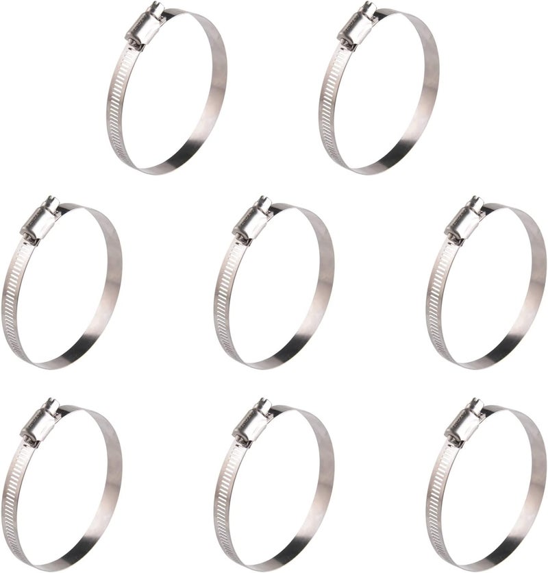 WIN-LONG 3.5'' Stainless Steel Hose Clamps, 8PK SAE 56 Worm Gear Drive Hose Clamps Clamping Range 3 to 4 Inch (76-102mm) for Automotive Plumbing, 3 1/2'', 3 3/4'', 3 1/4'' Clamps - Image 1