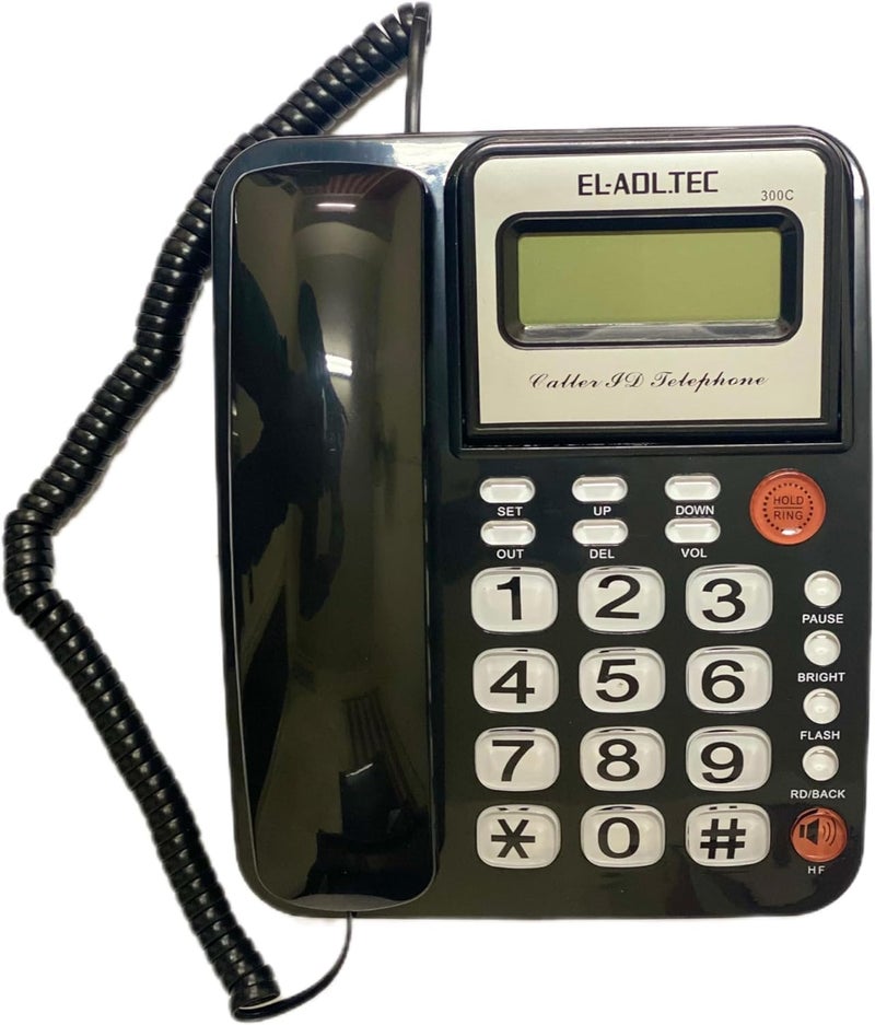 el-adl.tec Heavy Duty Telephone with Caller Number 300c Lcd Year Date Time Wait Music Listening 62 Memory Incoming Call Back Function - Image 1