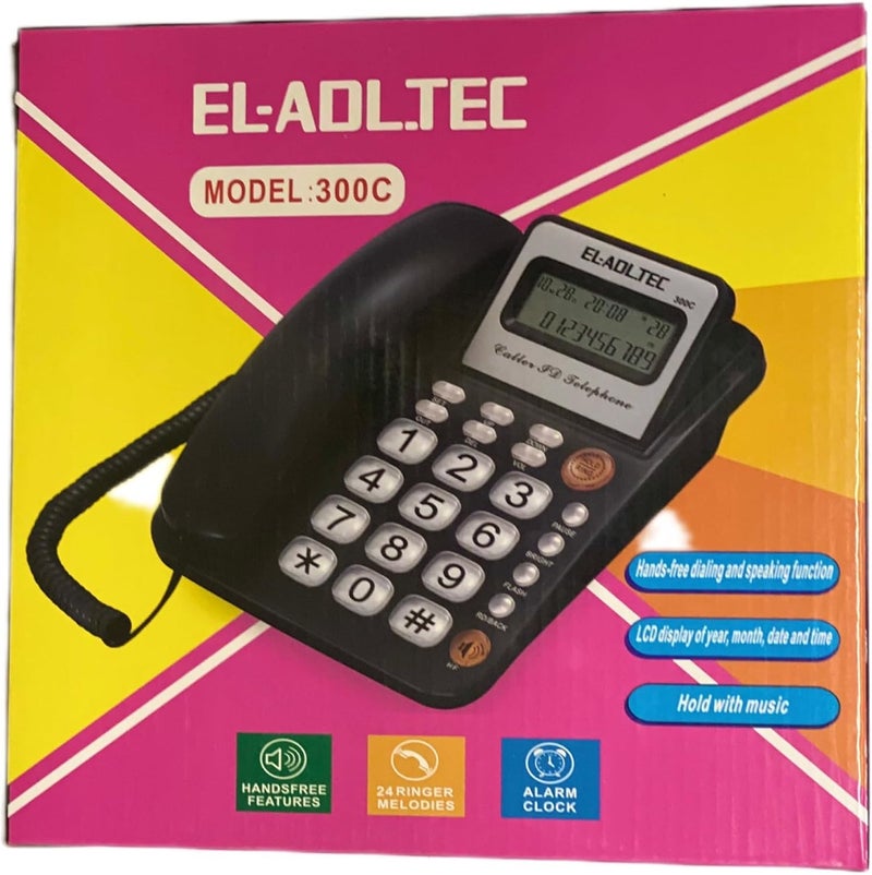 el-adl.tec Heavy Duty Telephone with Caller Number 300c Lcd Year Date Time Wait Music Listening 62 Memory Incoming Call Back Function - Image 3