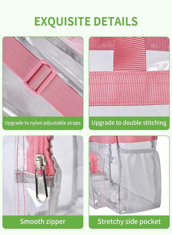 Bagenius Clear Tote Bag Stadium Approved, 12x6x12 Game Day Clear Satchel Bag with Shoulder Strap for Concert Work and Sports, Pink - Image 5