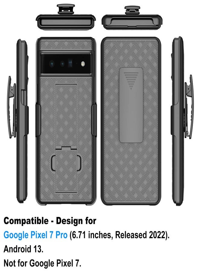 Ailiber Case for Google Pixel 7 Pro, Pixel 7 Pro Phone Holster Case with Screen Protector, Swivel Belt Clip, Kickstand Holder, Slim Shockproof Shell Full Body Phone Cover for Google Pixel 7 Pro-Black - Image 2