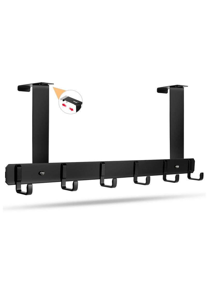 Luckam Over the Door Hook Rack with 6 Hooks, Versatile Door Hanger for Coats, Towels, Bags, Keys, Ideal for Bathroom, Bedroom, Behind Back of Door Hooks, Black - Image 1