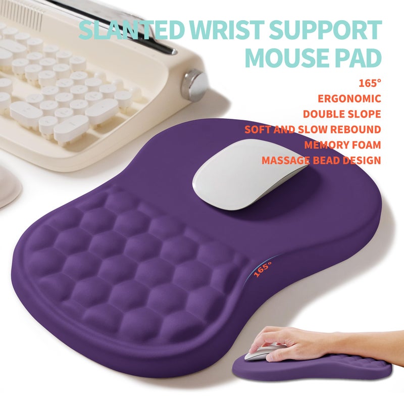KUOSGM 2-in-1 Ergonomic Set, Wave Rise Keyboard Wrist Rest and Massage Bulge Slope Mouse Pad Wrist Support, Cushion Memory Foam Integrated to Relieve Wrist Pain, Dark Purple - Image 3