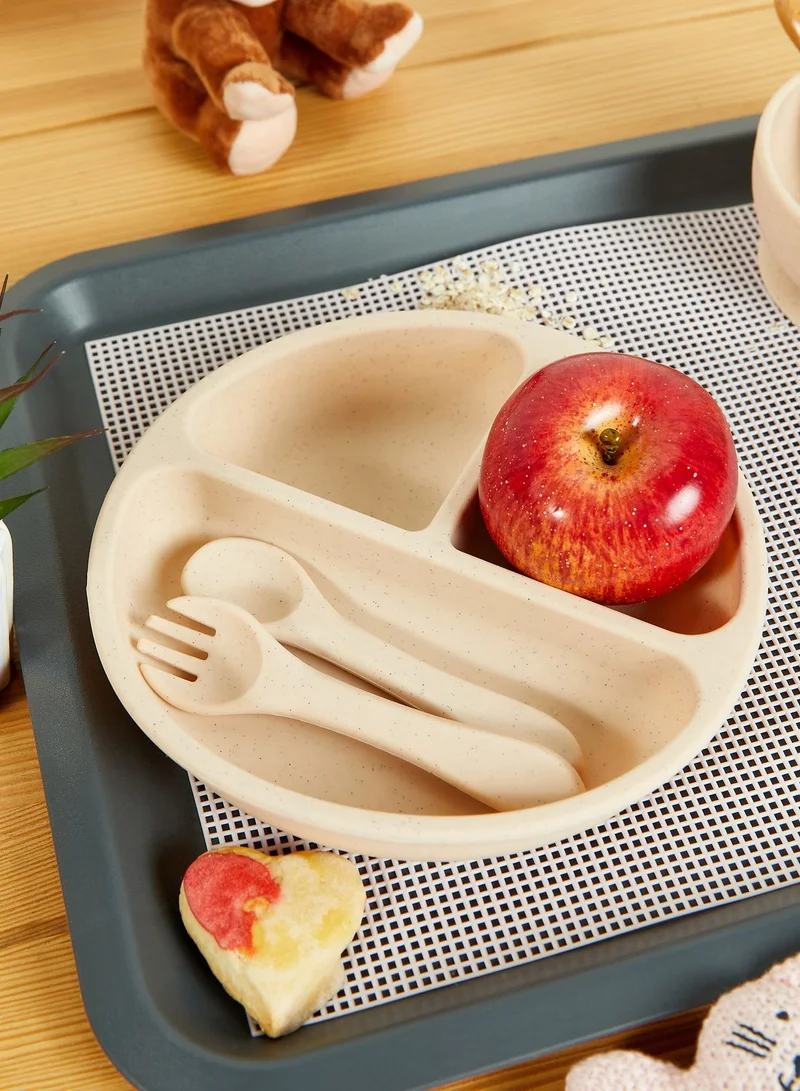 Cotton On Silicone Plate & Cutlery Set