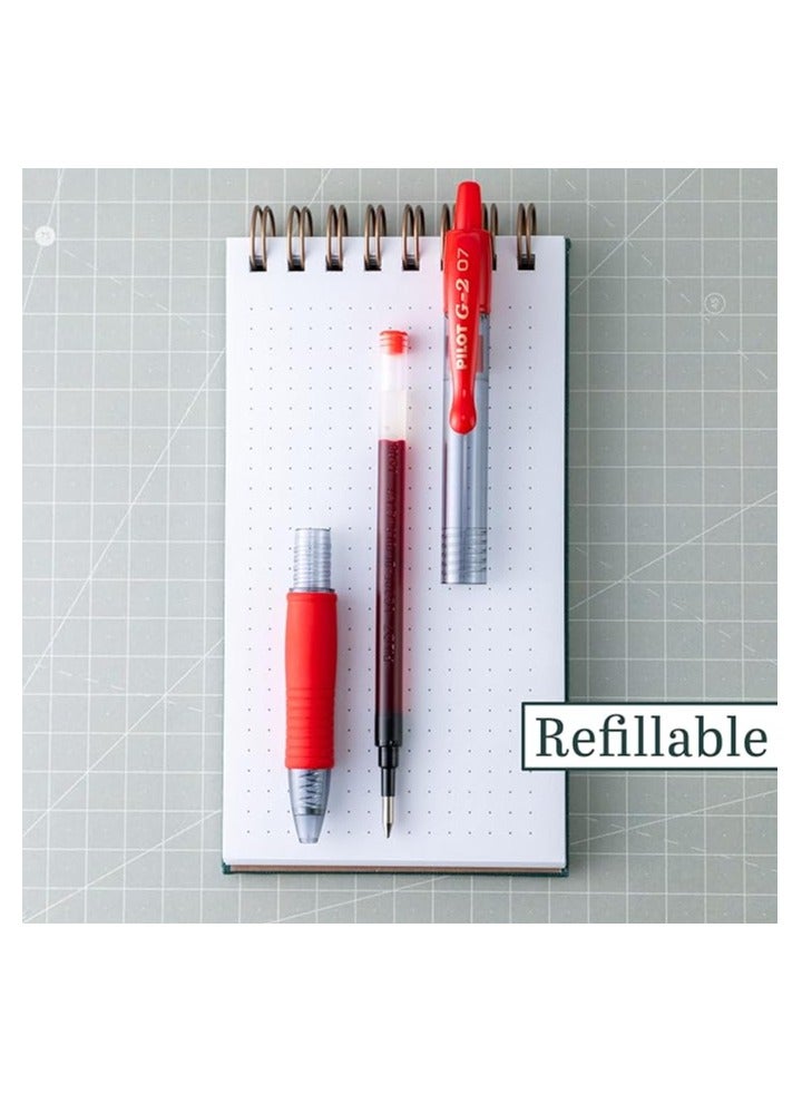 Pilot G2 07 Red Fine Retractable Gel Ink Pen Rollerball 0.7mm Nib Tip 0.39mm Line Width Refillable BL-G2-7 Pack Of 6 - Image 2