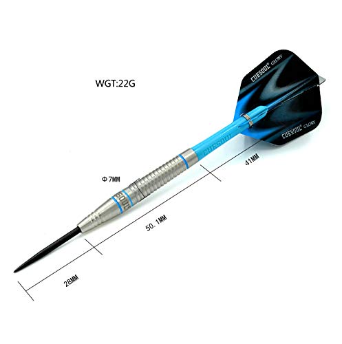 CUESOUL Glory 85% Tungsten 22g Steel Tip Dart Set-Blue line Colored - Image 2