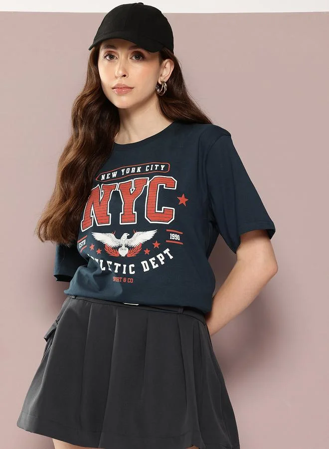 ديلينجر تيشيرت واسع بياقة دائرية