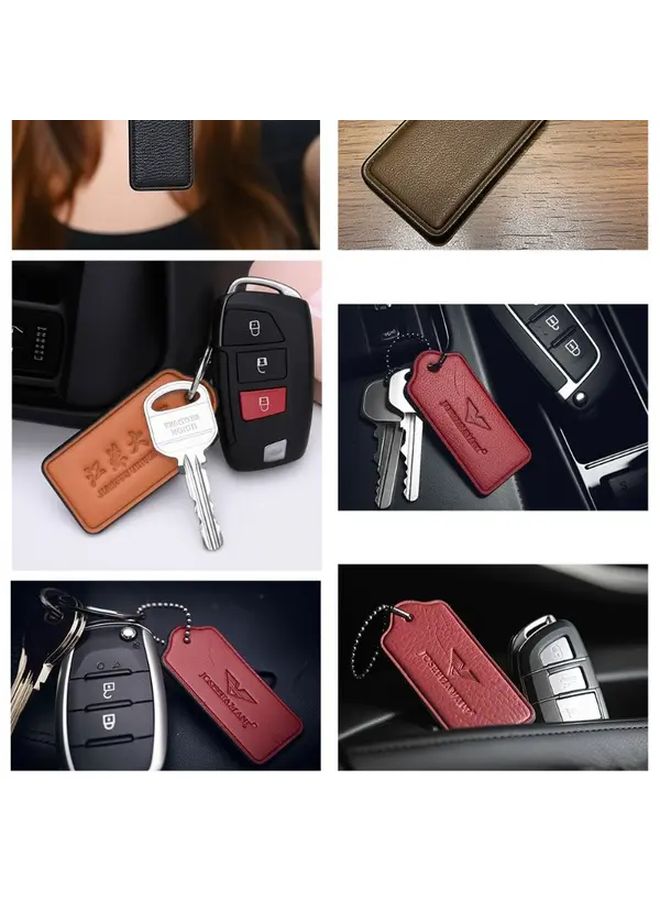 Green Faux Leather Car Keychain Pendant With Metal Ring Durable Bag Charm For Keys - Image 5