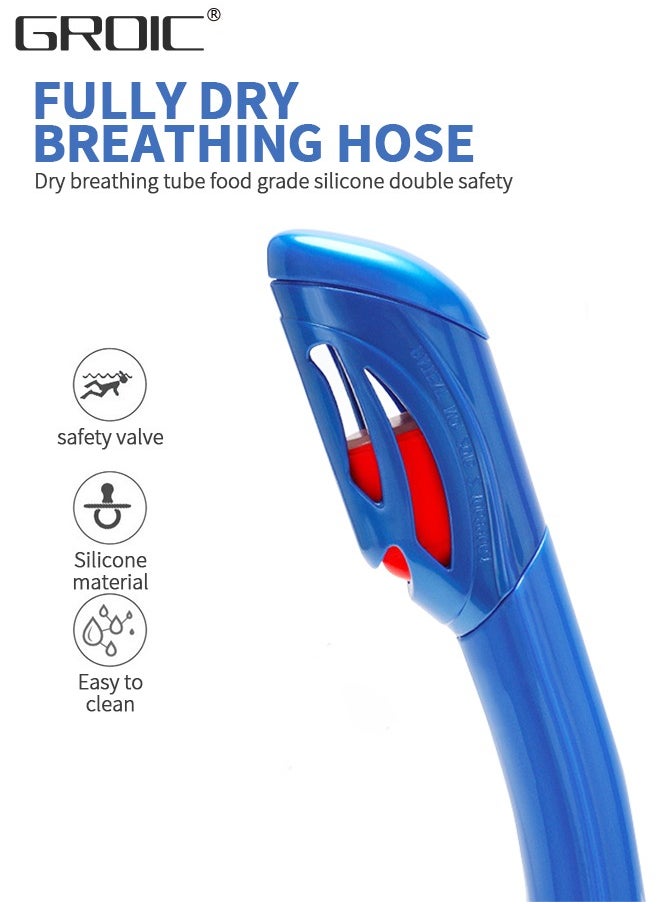 GROIC - Dry Snorkel Set Snorkel Mask, Snorkeling Gear for Adults, 180°Panoramic Wide View Diving Mask Breathing Freely Snorkel Mask for Snorkeling Scuba Diving Swimming Travel - Image 1