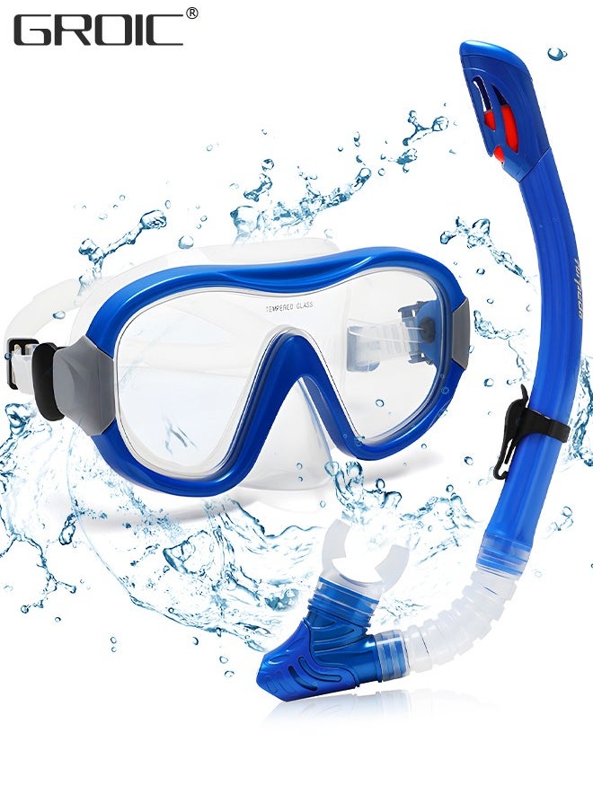 GROIC - Dry Snorkel Set Snorkel Mask, Snorkeling Gear for Adults, 180°Panoramic Wide View Diving Mask Breathing Freely Snorkel Mask for Snorkeling Scuba Diving Swimming Travel - Image 1