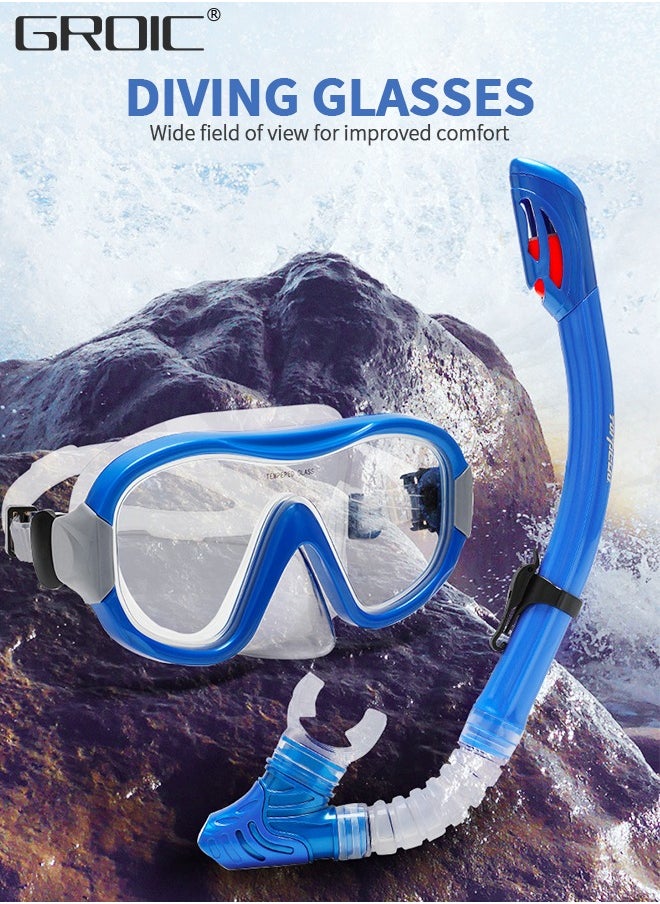 GROIC - Dry Snorkel Set Snorkel Mask, Snorkeling Gear for Adults, 180°Panoramic Wide View Diving Mask Breathing Freely Snorkel Mask for Snorkeling Scuba Diving Swimming Travel - Image 1