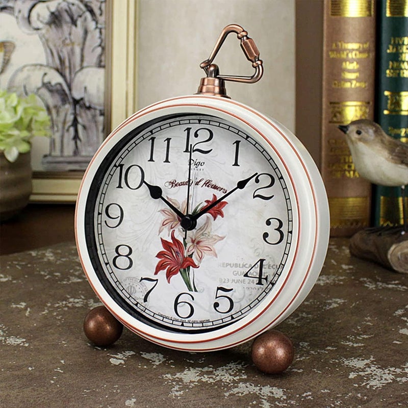 MAX SPACE Classic Vintage Clocks - Elegant and Decorative Analog Clock,Silent Non-Ticking Clock with Distressed Metal Frame for Office, Living Room or Bedroom - Image 2