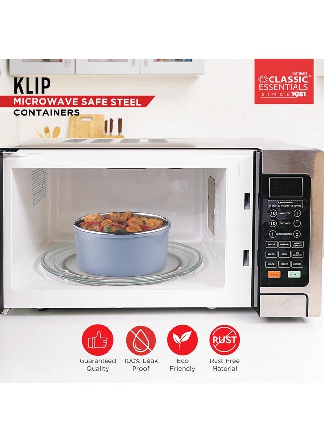 CLASSIC ESSENTIALS Stainless Steel Microwave Safe Containers|Bpa Free|Food Grade Material|Snack & Food Storage Containers|Leak & Spill Proof|Set Of 3(250 Ml,650 Ml & 1100 Ml)(Grey),Blue-Green - Image 4