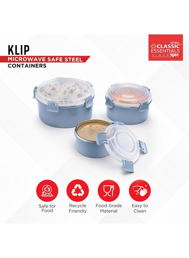 CLASSIC ESSENTIALS Stainless Steel Microwave Safe Containers|Bpa Free|Food Grade Material|Snack & Food Storage Containers|Leak & Spill Proof|Set Of 3(250 Ml,650 Ml & 1100 Ml)(Grey),Blue-Green - Image 5