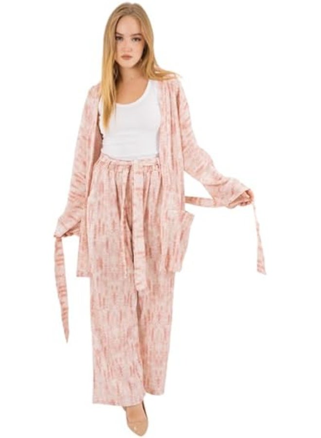 Mosca Women's Wear Printed Oversize Cotton Trousers with Belt - Image 1
