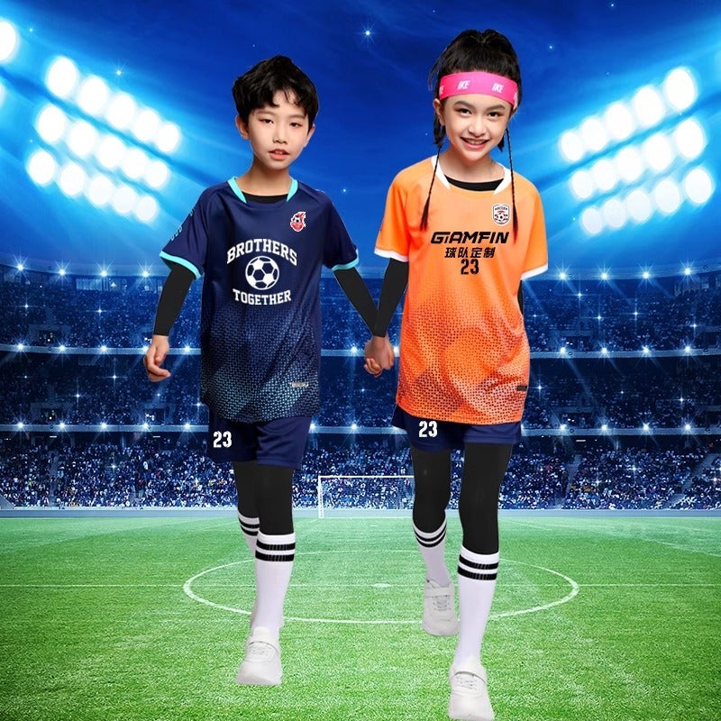 Children'S Football Uniform Suit, Men'S And Women'S Short-Sleeved Football Uniform, Primary School Student Printed Jersey Training Game Quick-Drying Suit Four-Piece Set - Image 3