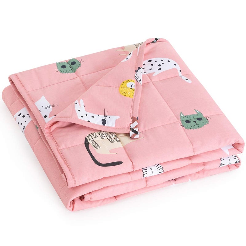Mr Sandman Weighted Blanket 7 lbs TwinFullSize Bed Best for 5090lb Cozy Cotton Blanket with Glass Beads  41 x 60 Cute Cat