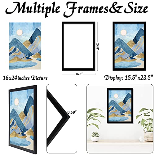 keibiubu Black Picture Frame, 16x24 Picture Frame for Photo Poster Canvas Certificate Document Display Horizontally or Vertically High Transparent Wall Gallery(Size 16 x 24 inches) - Image 3