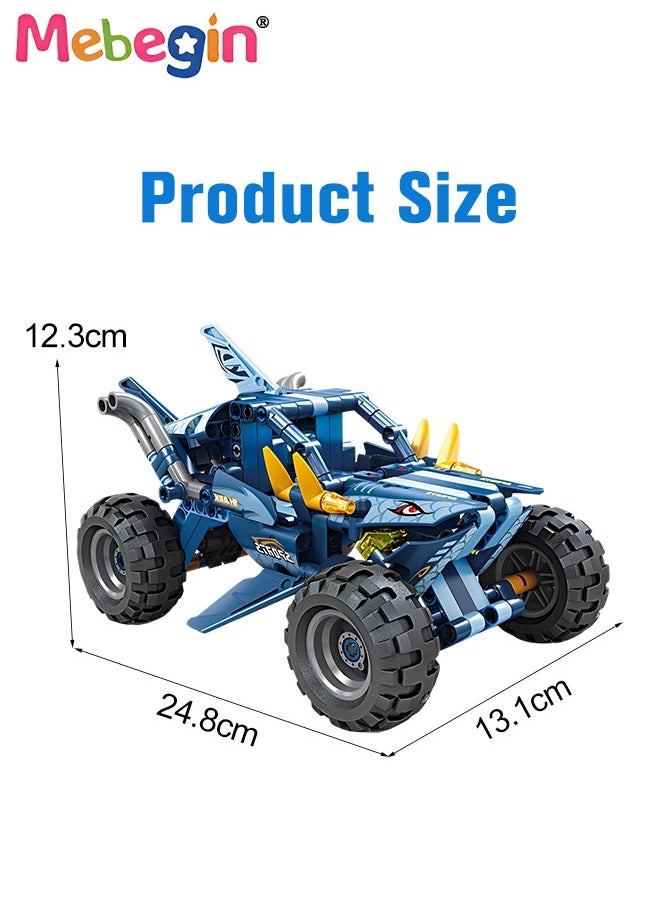MEBEGIN - 2 in 1 Transforming Car Toys, Racing Car Building Block Set, Deformation Race Car Building Toys, Pull Back Sport Car with Light and Strong Crash Resistance, Ideal Gift for Boys, 13.1*24.8*12.3cm - Image 1