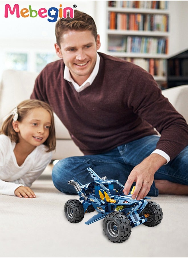 MEBEGIN - 2 in 1 Transforming Car Toys, Racing Car Building Block Set, Deformation Race Car Building Toys, Pull Back Sport Car with Light and Strong Crash Resistance, Ideal Gift for Boys, 13.1*24.8*12.3cm - Image 1