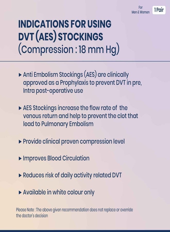 Sorgen Above Knee Anti Embolism (AES) DVT Stockings, (Small), White, 1 Pair - Image 2