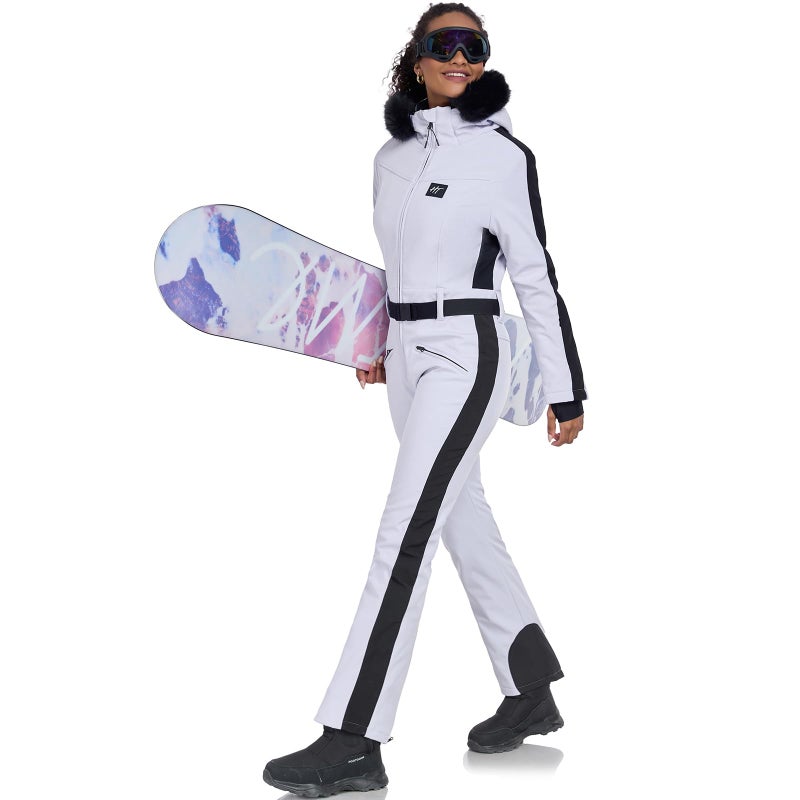 HOTIAN Womens Ski Suits Onesies Snowsuit Jumpsuits Winter Outdoor Sports Waterproof One Piece Snowboard Ski Outfits(White-M) - Image 2