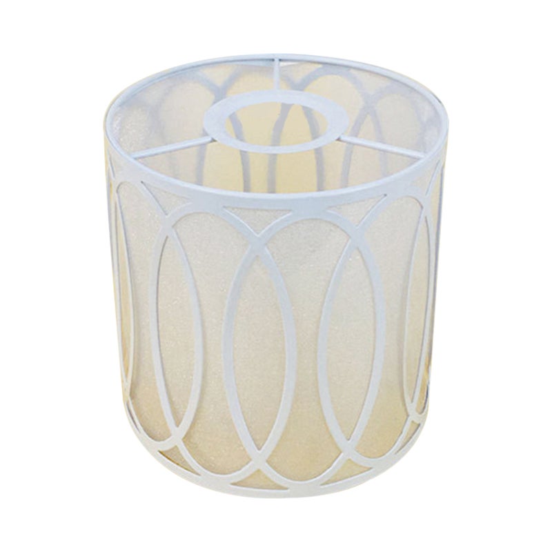 White Iron Lamp - Oval Compact Size, Durable Iron Construction, Versatile Pattern Options Decorative Lamp for Home Interior Decor, Small Spaces - Image 1