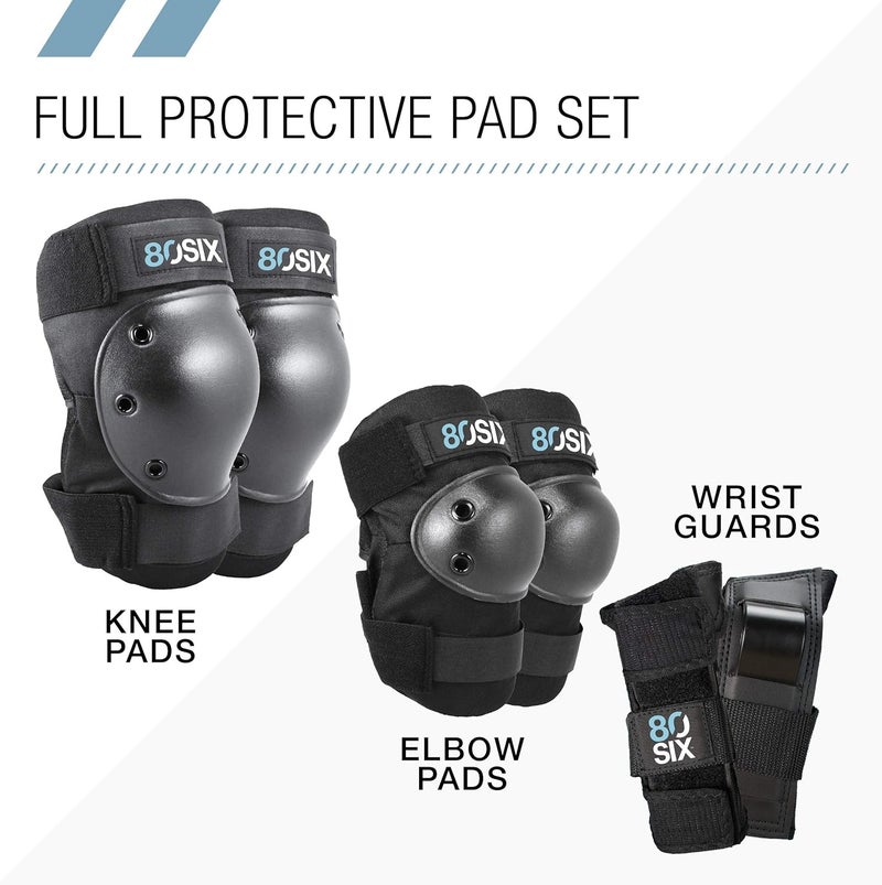 80Six Multi-Sport Pad Set– Protective Gear for Skateboarding, Biking, Roller Skating, and Scooter - Image 2
