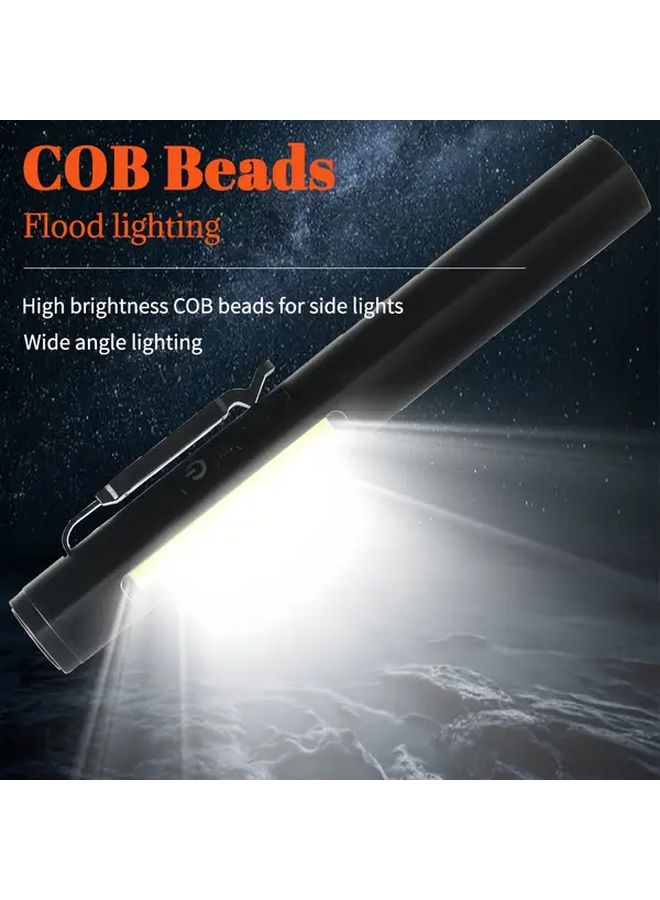 Red Black Heavy Duty Dual Light LED Work Flashlight Magnetic Head USB COB Clamping ABS - Image 5