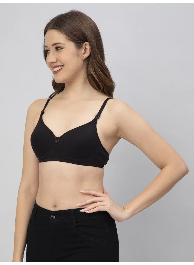 CEE 18 Cotton Non-Wired Padded Bra For Women (Pink, Black, Cream)