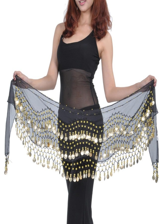 JinYu 5 Set Women Belly Dance Gypsy, Gold Hip Skirt Scarf Wrap Belt, Gold Necklace and Earrings Bracelet Jewelry for Cosplay - Image 2