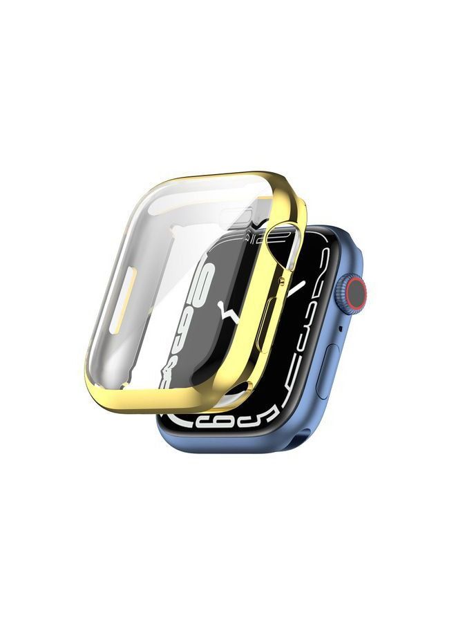 Full Protection Silicone Cover Shockproof Screen Protector For AppleWatch7 -45mm - Gold - Image 1