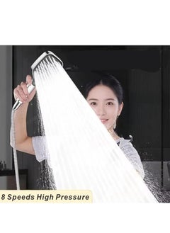OUYoo OUYoo Home Essentials Shower Head 8-in-1 Chrome ShowerHead Handheld with 8 Customizable Spray Button Settings, High Water Pressure & Water Saving Design with Easy DIY Installation.(Silver)  - Image 2