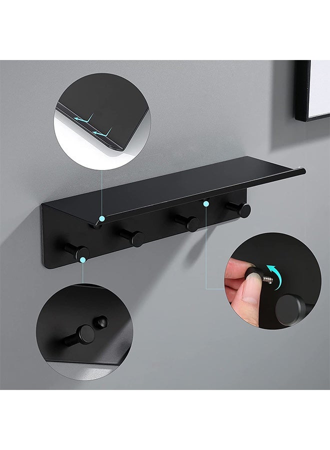 Peachjoy Key Holder for Wall Decorative, Entryway Hallway Metal Organizer with 4 Hooks, Perfect for Entryway, Foyer, Closet, mudroom, Kitchens, and More Black  - Image 2