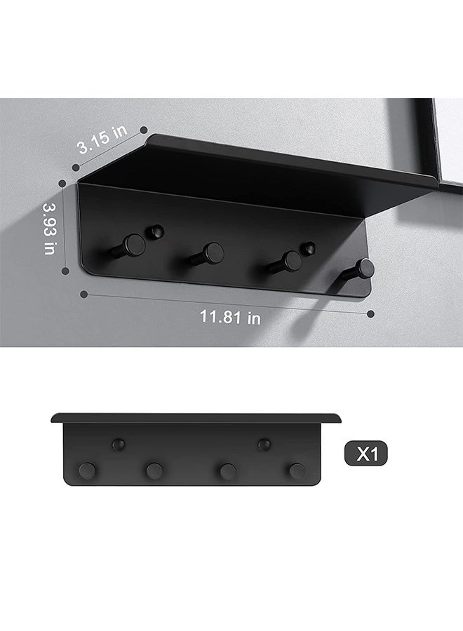 Peachjoy Key Holder for Wall Decorative, Entryway Hallway Metal Organizer with 4 Hooks, Perfect for Entryway, Foyer, Closet, mudroom, Kitchens, and More Black  - Image 3