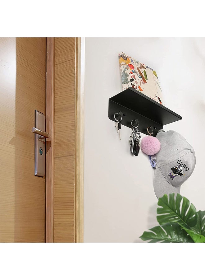 Peachjoy Key Holder for Wall Decorative, Entryway Hallway Metal Organizer with 4 Hooks, Perfect for Entryway, Foyer, Closet, mudroom, Kitchens, and More Black  - Image 5