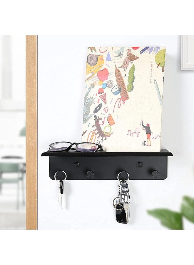 Peachjoy Key Holder for Wall Decorative, Entryway Hallway Metal Organizer with 4 Hooks, Perfect for Entryway, Foyer, Closet, mudroom, Kitchens, and More Black  - Image 4
