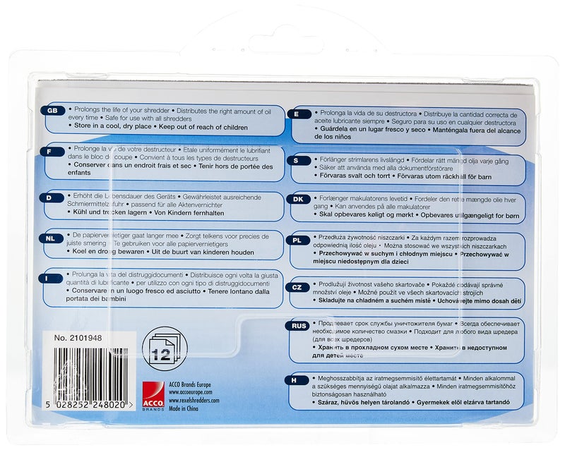 Rexel Shredder Oil Sheets, Pack of 12, A5 Size, Shredder Maintenance, 2101948,Blue - Image 2