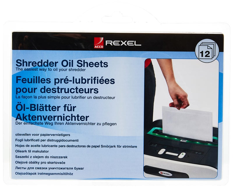 Rexel Shredder Oil Sheets, Pack of 12, A5 Size, Shredder Maintenance, 2101948,Blue - Image 1