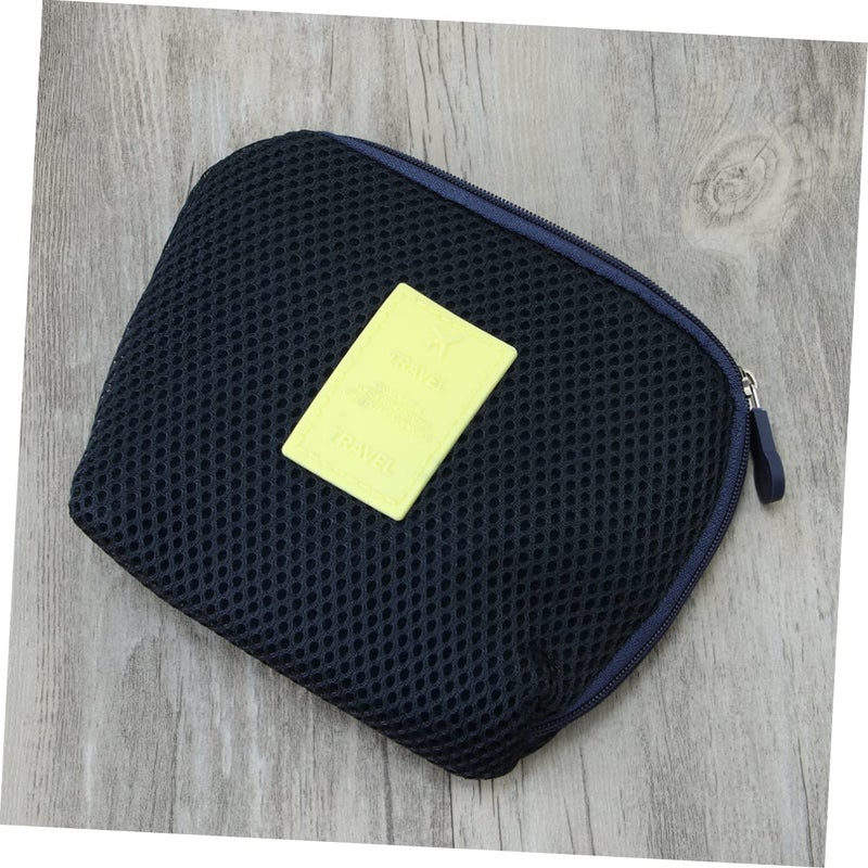 Shockproof Travel Cable Organizer Pouch For Earphones Charger Dark Blue Compact Case - Image 4