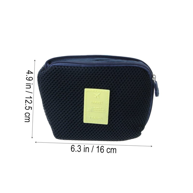 Shockproof Travel Cable Organizer Pouch For Earphones Charger Dark Blue Compact Case - Image 3