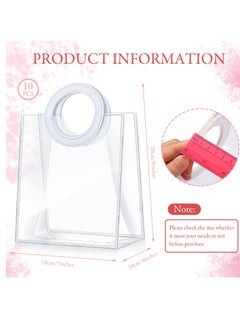 KASTWAVE Clear PVC Gift Bags, Transparent PVC Handbag, Heavy Duty Reusable Gift Bags with Handles Clear Plastic Gift Bags Gift Wrap Bags for Bridal Baby Shower Wedding Shopping Bags, 8 x 7 x 4 Inch (10 Pcs)  - Image 5