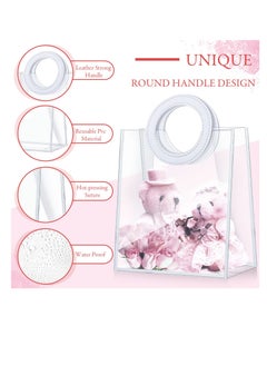 KASTWAVE Clear PVC Gift Bags, Transparent PVC Handbag, Heavy Duty Reusable Gift Bags with Handles Clear Plastic Gift Bags Gift Wrap Bags for Bridal Baby Shower Wedding Shopping Bags, 8 x 7 x 4 Inch (10 Pcs)  - Image 4