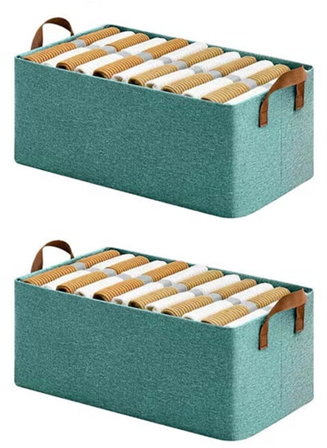 Generic - 2PCS Foldable Closet Storage Box, Storage Bins Organizer with Handle, Closet Storage Bins with Handles, Closet Shelf Organizer and Storage, Linen Fabric Storage Baskets Washable - Image 1