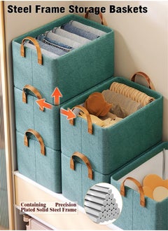 2PCS Foldable Closet Storage Box, Storage Bins Organizer with Handle, Closet Storage Bins with Handles, Closet Shelf Organizer and Storage, Linen Fabric Storage Baskets Washable