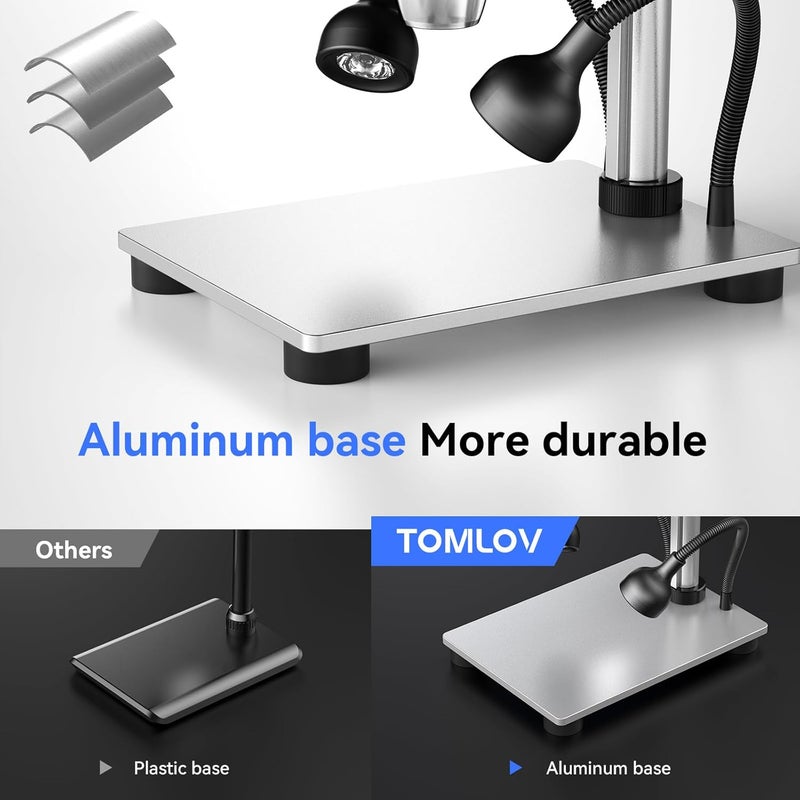 TOMLOV 1000X Coin Microscope with 4.3" Screen, Digital Microscope Magnifier with LED Lights, Metal Stand, PC View, Photo/Video, 32GB SD Card, Windows, macOS Compatible, DM4S - Image 2