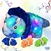 Hopearl LED Musical Stuffed Dinosaur Playset Lighting Up Singing Plush Toy Mommy Triceratops with 3 Babies in her Tummy Adjustable Volume Lullaby Animated Soothe Gifts for Toddlers Boys Blue 15 - Image 2