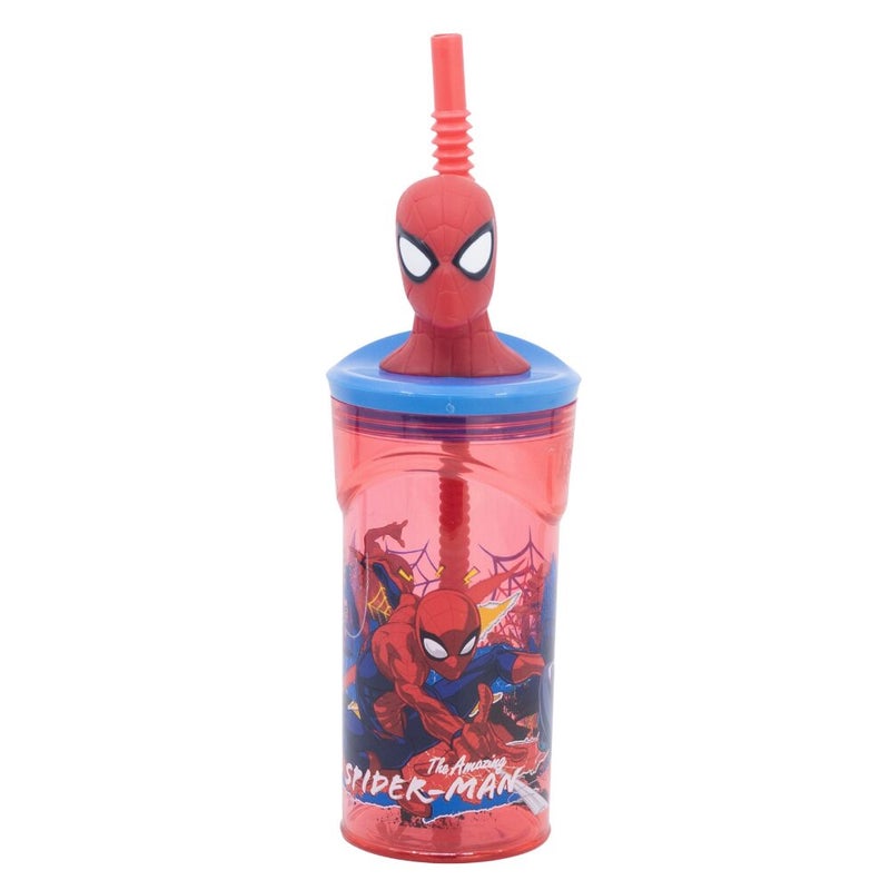 Marvel Spiderman Moving Target Plastic 3D Figurine Tumbler - 360 Ml
