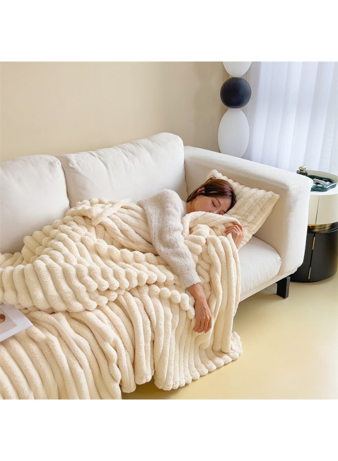 Faux Fur Blanket Thick Warm Rabbit Hair Gray Plush Soft Plaid Throw Blanket for Double Bed Winter Sofa Cover 120x200CM - Image 3