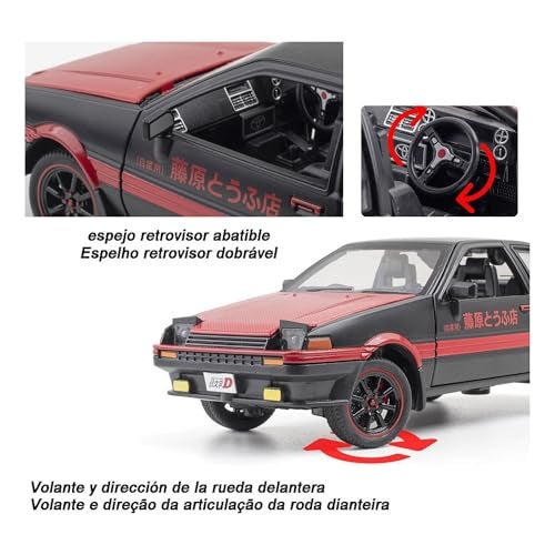 Invite Enterprise Invite 1:24 Scale Toyota AE86 Die-Cast Model Car – Alloy Metal Pullback Toy Car with Openable Doors, Lights & Music – Luxury Sports Car Toy for Kids & Collectors (1:24 Toyota AE86-Red Color) - Image 4